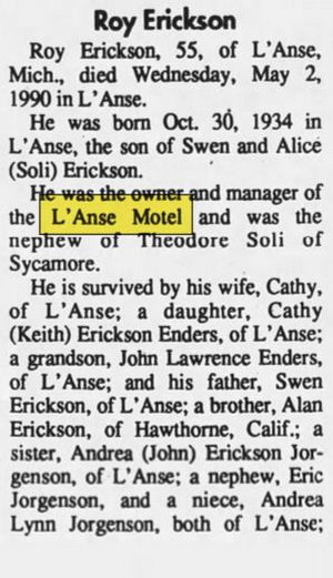 LAnse Motel & Suites - May 08 1990 Article